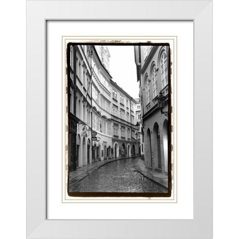 The Streets of Prague I White Modern Wood Framed Art Print with Double Matting by DeNardo, Laura