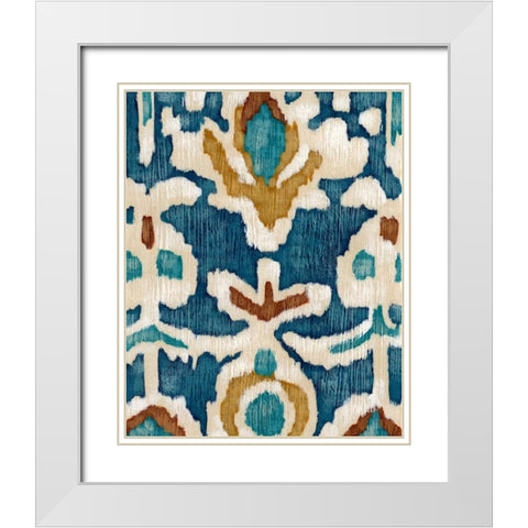 Ocean Ikat I White Modern Wood Framed Art Print with Double Matting by Zarris, Chariklia