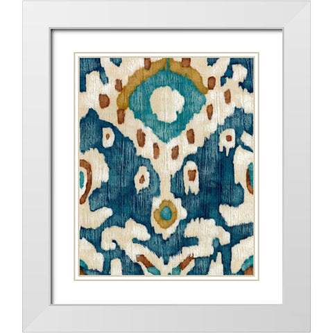 Ocean Ikat II White Modern Wood Framed Art Print with Double Matting by Zarris, Chariklia