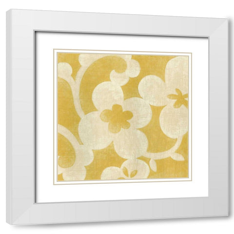 Suzani Silhouette in Yellow I White Modern Wood Framed Art Print with Double Matting by Zarris, Chariklia