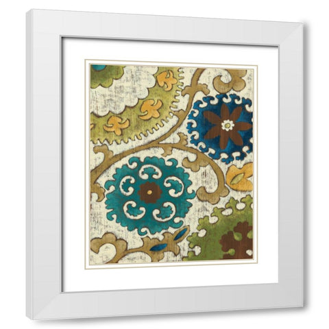 Suzani Song VI White Modern Wood Framed Art Print with Double Matting by Zarris, Chariklia