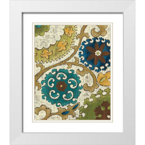 Suzani Song VI White Modern Wood Framed Art Print with Double Matting by Zarris, Chariklia