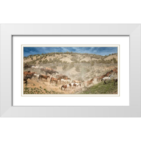 Moving the Herd White Modern Wood Framed Art Print with Double Matting by PHBurchett