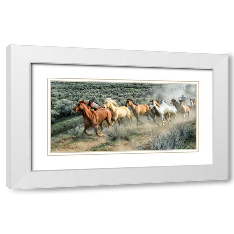 Stampede I White Modern Wood Framed Art Print with Double Matting by PHBurchett