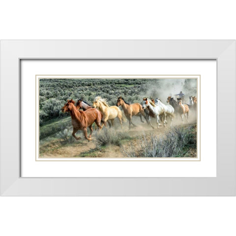 Stampede I White Modern Wood Framed Art Print with Double Matting by PHBurchett