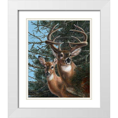 Edge of the Pines White Modern Wood Framed Art Print with Double Matting by Mock, Carolyn
