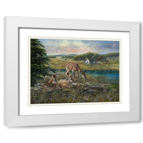 Evening Shadows White Modern Wood Framed Art Print with Double Matting by Mock, Carolyn