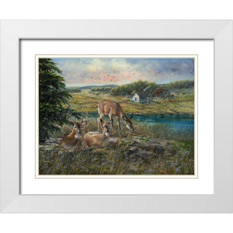 Evening Shadows White Modern Wood Framed Art Print with Double Matting by Mock, Carolyn