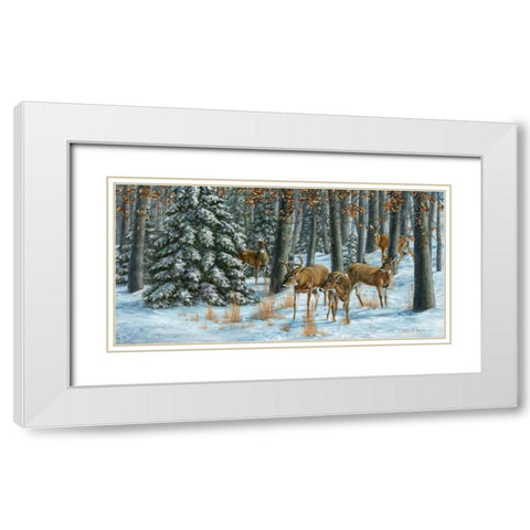 Winter Gathering White Modern Wood Framed Art Print with Double Matting by Mock, Carolyn