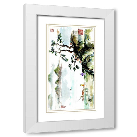 The Greeting White Modern Wood Framed Art Print with Double Matting by Rae, Nan