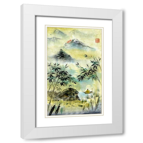 Having Visited Qui Baishi White Modern Wood Framed Art Print with Double Matting by Rae, Nan