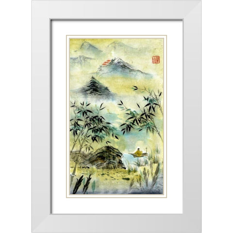 Having Visited Qui Baishi White Modern Wood Framed Art Print with Double Matting by Rae, Nan