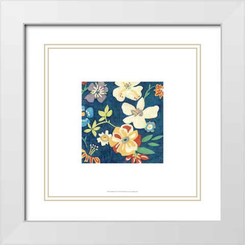 Indigo Garden V White Modern Wood Framed Art Print with Double Matting by Zarris, Chariklia