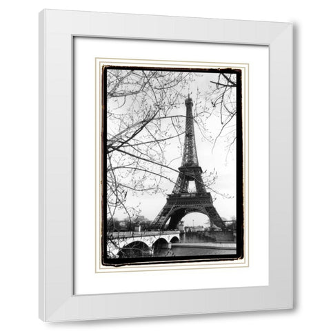 Eiffel Tower Along The Seine River White Modern Wood Framed Art Print with Double Matting by DeNardo, Laura