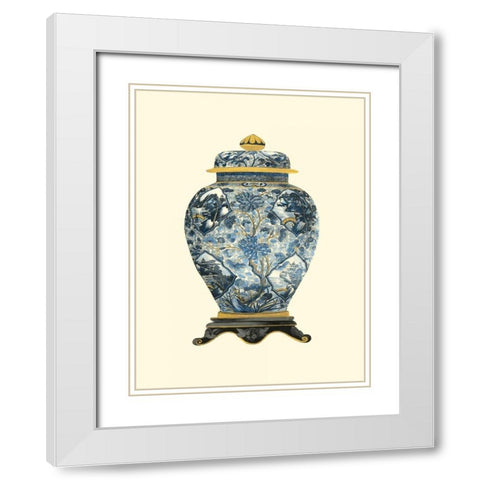 Blue Porcelain Vase II White Modern Wood Framed Art Print with Double Matting by Vision Studio