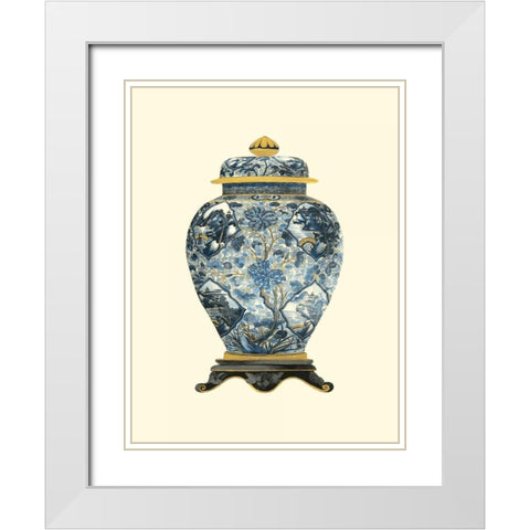 Blue Porcelain Vase II White Modern Wood Framed Art Print with Double Matting by Vision Studio