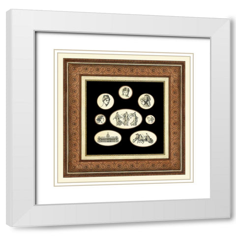 Classic Cameos I White Modern Wood Framed Art Print with Double Matting by Vision Studio