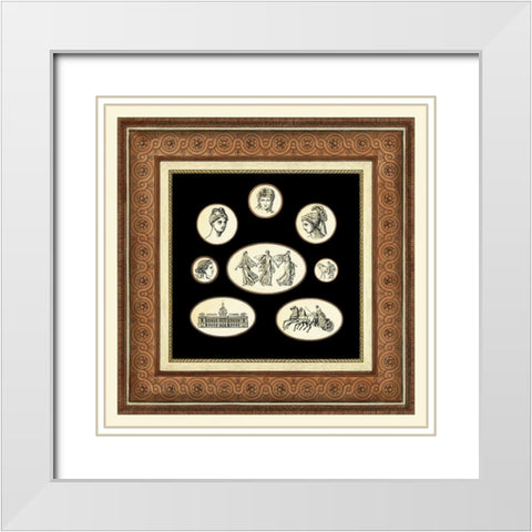 Classic Cameos I White Modern Wood Framed Art Print with Double Matting by Vision Studio