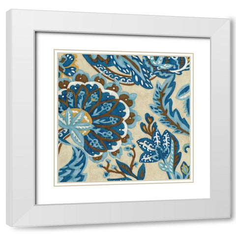 Indigo Tapestry I White Modern Wood Framed Art Print with Double Matting by Zarris, Chariklia