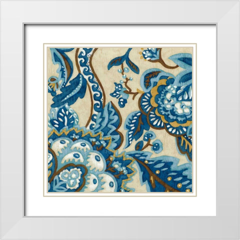 Indigo Tapestry II White Modern Wood Framed Art Print with Double Matting by Zarris, Chariklia