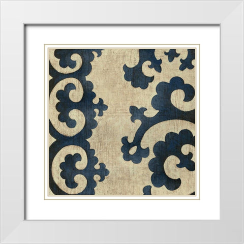 Indigo Suzani II White Modern Wood Framed Art Print with Double Matting by Zarris, Chariklia