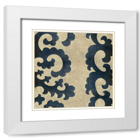 Indigo Suzani III White Modern Wood Framed Art Print with Double Matting by Zarris, Chariklia