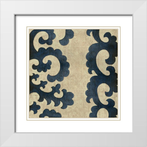 Indigo Suzani III White Modern Wood Framed Art Print with Double Matting by Zarris, Chariklia