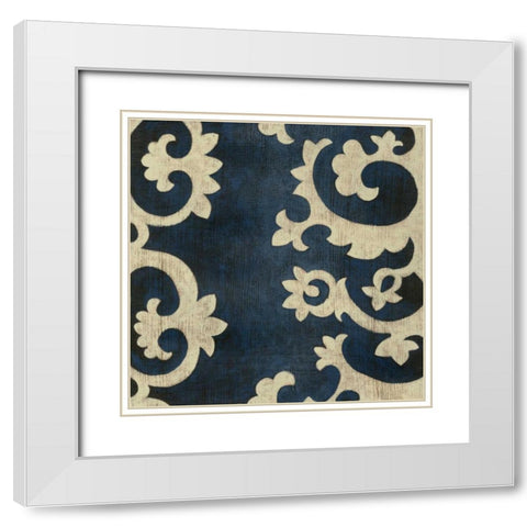 Indigo Suzani IV White Modern Wood Framed Art Print with Double Matting by Zarris, Chariklia