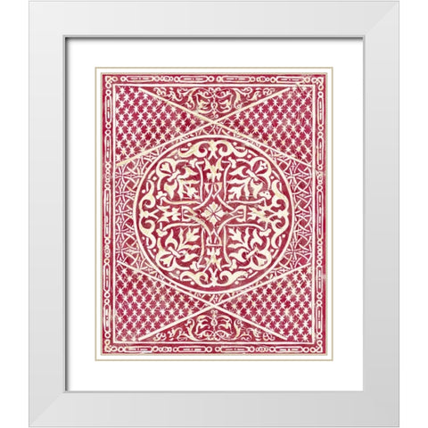 Woodcut in Red I White Modern Wood Framed Art Print with Double Matting by Zarris, Chariklia