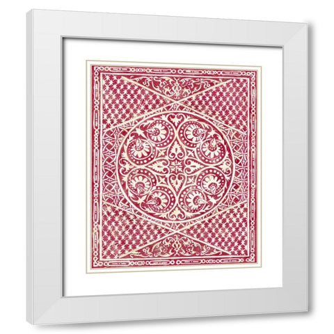 Woodcut in Red II White Modern Wood Framed Art Print with Double Matting by Zarris, Chariklia