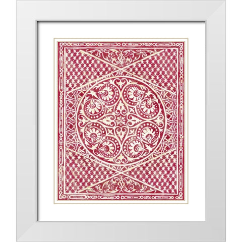 Woodcut in Red II White Modern Wood Framed Art Print with Double Matting by Zarris, Chariklia