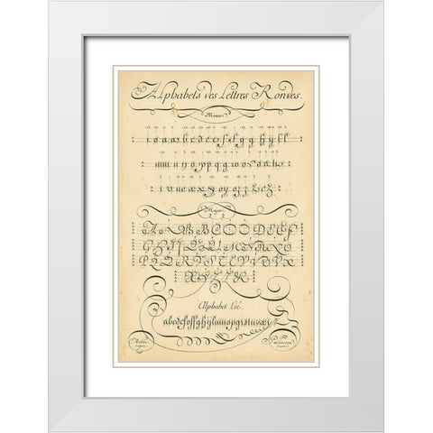 Alphabet Sampler I White Modern Wood Framed Art Print with Double Matting by Diderot, Denis