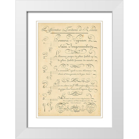 Alphabet Sampler III White Modern Wood Framed Art Print with Double Matting by Diderot, Denis