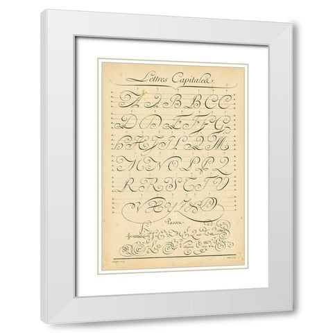 Alphabet Sampler IV White Modern Wood Framed Art Print with Double Matting by Diderot, Denis