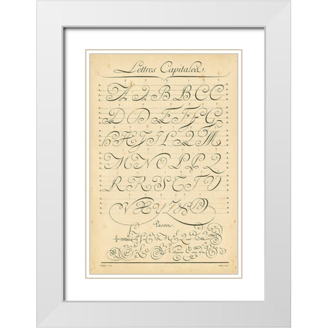 Alphabet Sampler IV White Modern Wood Framed Art Print with Double Matting by Diderot, Denis