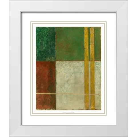 Red, Green, Gold II White Modern Wood Framed Art Print with Double Matting by Meagher, Megan