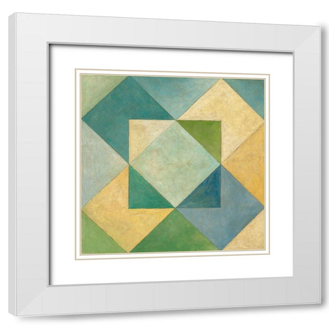Quilted Abstract IV White Modern Wood Framed Art Print with Double Matting by Meagher, Megan