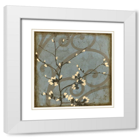 Blossom Branch I White Modern Wood Framed Art Print with Double Matting by Goldberger, Jennifer