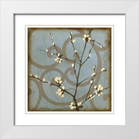 Blossom Branch II White Modern Wood Framed Art Print with Double Matting by Goldberger, Jennifer