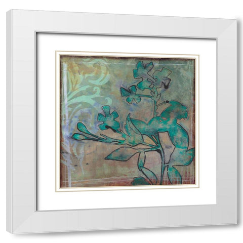 Teal Extraction II White Modern Wood Framed Art Print with Double Matting by Goldberger, Jennifer