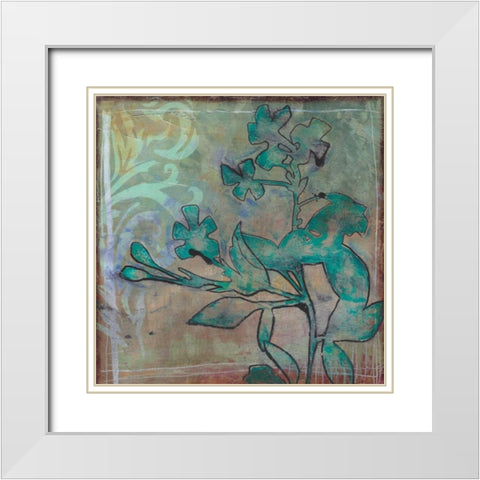 Teal Extraction II White Modern Wood Framed Art Print with Double Matting by Goldberger, Jennifer
