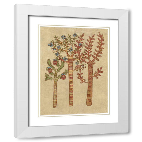 Linen Trees I White Modern Wood Framed Art Print with Double Matting by Zarris, Chariklia