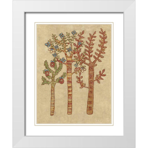 Linen Trees I White Modern Wood Framed Art Print with Double Matting by Zarris, Chariklia