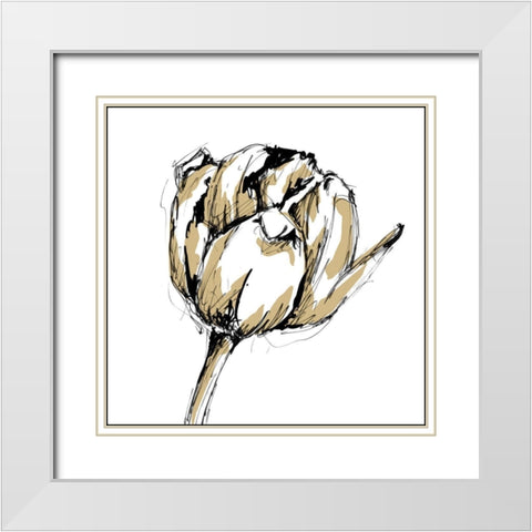 Tulip Sketch II White Modern Wood Framed Art Print with Double Matting by Harper, Ethan