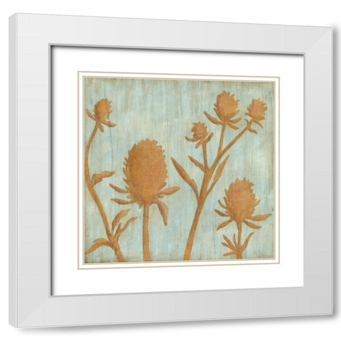 Golden Wildflowers IV White Modern Wood Framed Art Print with Double Matting by Meagher, Megan