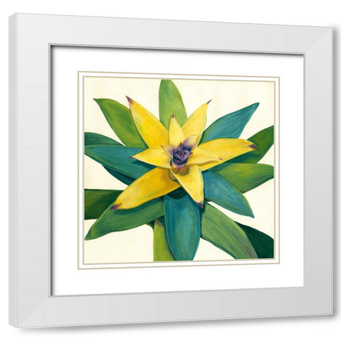 Tropical Bloom I White Modern Wood Framed Art Print with Double Matting by Meagher, Megan