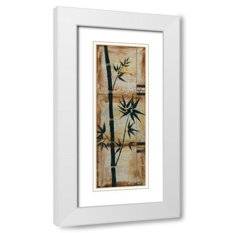 Patinaed Bamboo I White Modern Wood Framed Art Print with Double Matting by Goldberger, Jennifer