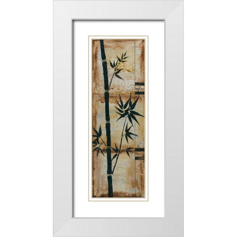 Patinaed Bamboo I White Modern Wood Framed Art Print with Double Matting by Goldberger, Jennifer