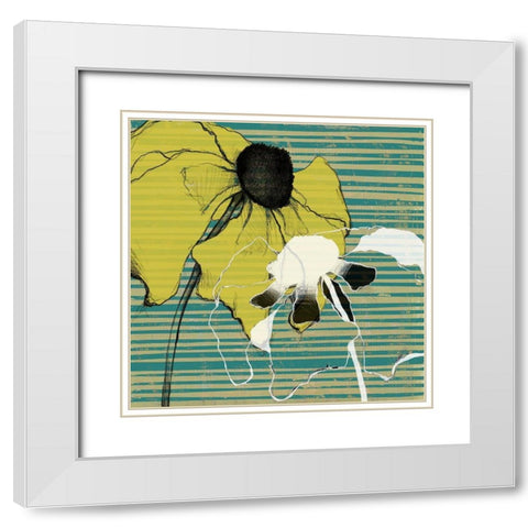 Layered Poppies I White Modern Wood Framed Art Print with Double Matting by Goldberger, Jennifer