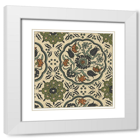 Persian Tile I White Modern Wood Framed Art Print with Double Matting by Unknown